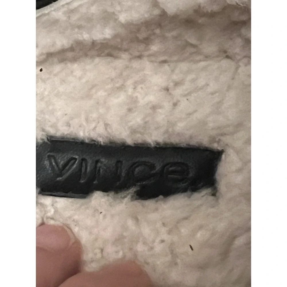 Vince Garvey Suede Shearling Lined Mules Shoes Size 6.5 Women's Black Slip On